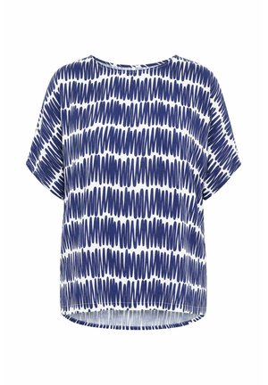 Ulla Popken, SCRIBBLE PRINT DRAWSTRING SLEEVE BLOUSE - Blouse - universe