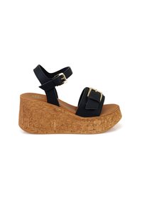Desa Sandalen met plateauzool - black