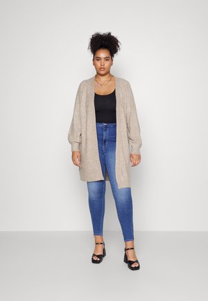 Vero Moda Curve VMRUBELLEFILE LONG CARDIGAN CURVE - Cardigan - silver mink