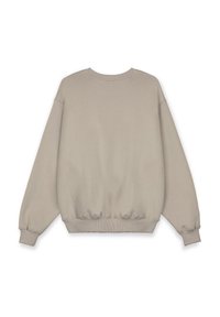 Beige, oversized sweatshirt met lange mouwen, ronde hals, ribgebreide manchetten en zoom. Gemaakt van zachte stof met een gladde textuur.