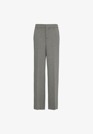 Graue Hose aus weichem Stoff, mit geradem Bein, Gummizug und subtilen Nähten. Standardpassform für Vielseitigkeit.