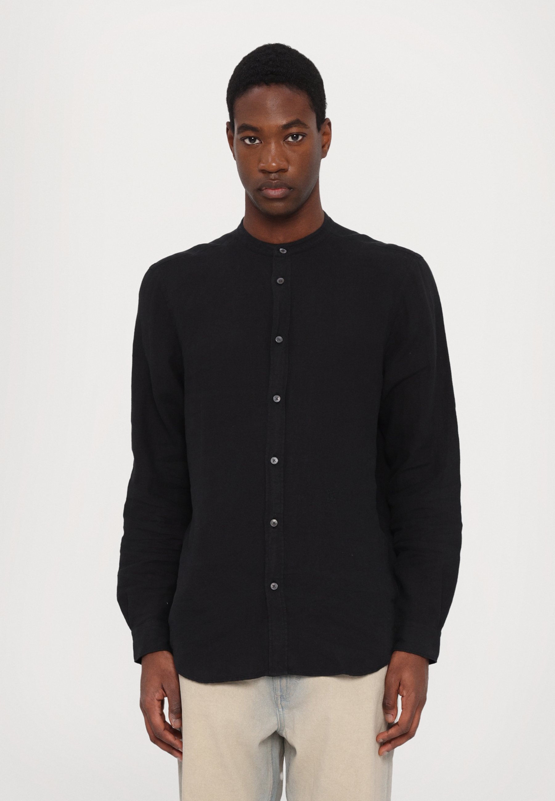 CLOSED COLLARLESS SHIRT - Shirt - black - Zalando.ie