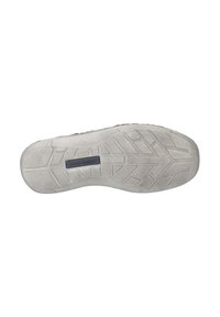 Sole della scarpa con una superficie in gomma testurizzata; design flessibile con un colore grigio e un motivo di scanalature per trazione.