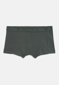 Tumedashallased bokserpüksid, mis on valmistatud pehmest kangast, laia elastse vöökohaga, millel on sobivas värvitoonis "BJÖRN BORG" logo.