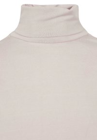 Lichtroze coltrui gemaakt van zachte stof, met een nauwsluitende kraag en een soepele textuur met minimale naaddetails.