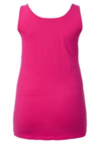 Rosa linne i mjukt tyg, med rundad halsringning och smala axelremmar. En enfärgad design utan synliga mönster eller detaljer i metall.