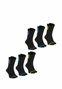 Athena LOT DE 6 PAIRES DE DRY - Chaussettes - noir et jaune noir et bleu noir et violet
