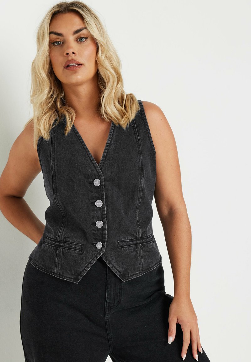 Yours Clothing WASHED - Väst - black