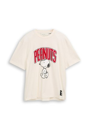 TOM TAILOR DENIM, RELAXED PEANUTS T-SHIRT - Camiseta estampada - gardenia white