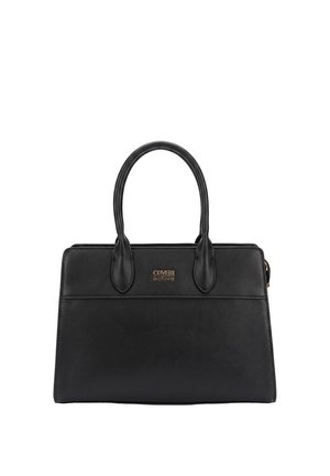 Borsa rettangolare nera con due manici e logo dorato "Coveri active" sul davanti.