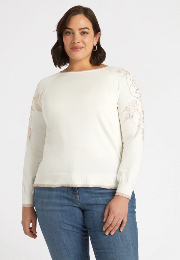 CON RICAMO FLOREALE - Sweatshirt - bianco