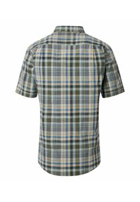Korte mouwen geruite shirt. Heeft een groen, blauw en beige ruitpatroon. Gemaakt van katoen, met een klassieke kraag en een detail op de rug.