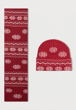 ONSXAS BOX SCARF BEANIE UNISEX SET - Gorro - pompeian red