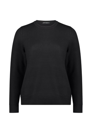 Czarny sweter z długim rękawem, o okrągłym dekolcie, z prążkowanymi mankietami i krawędzią, oznaczony marką Betty Barclay.