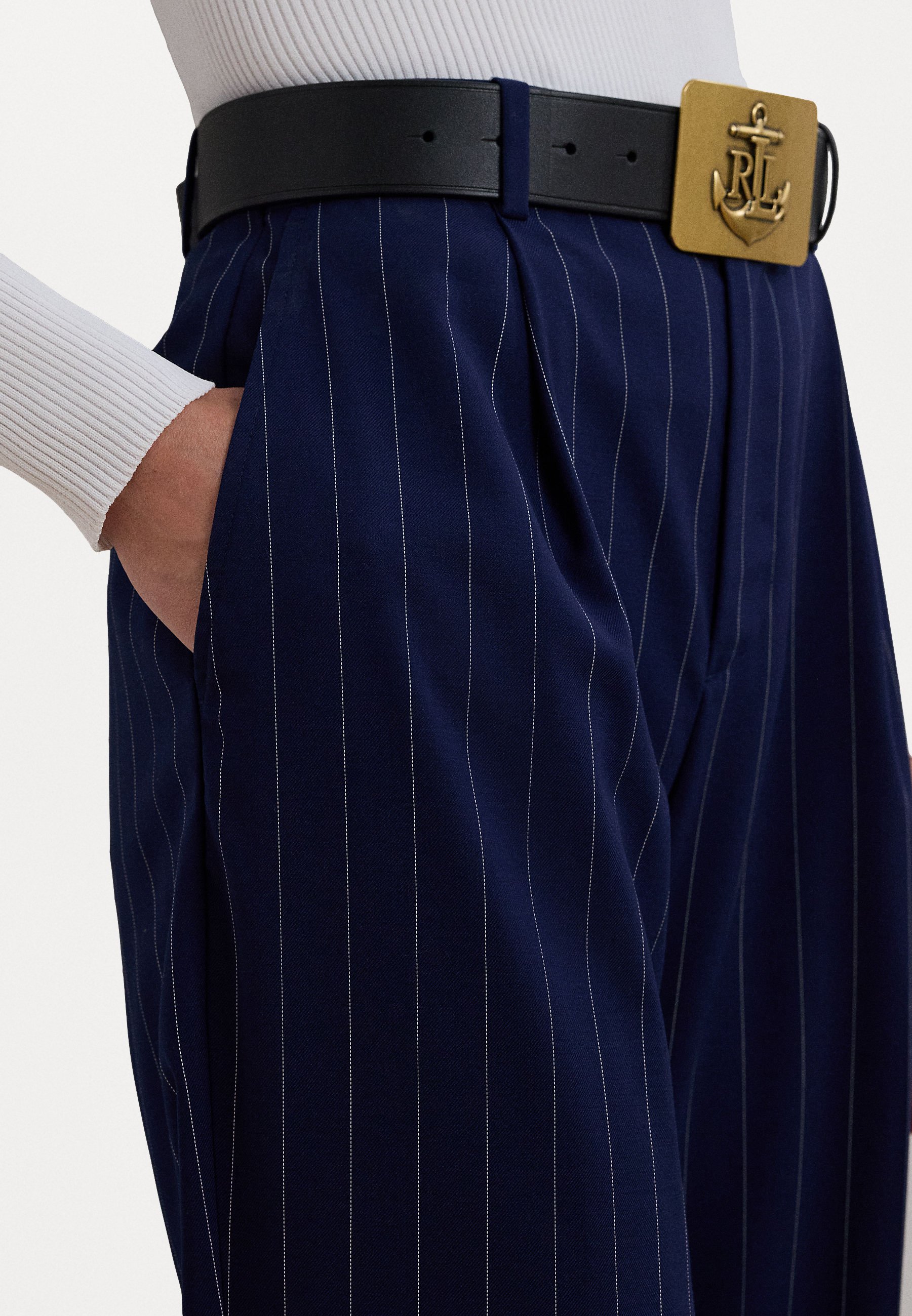 Lauren Ralph Lauren PINSTRIPE WOOL BLEND TWILL PANT - Trousers