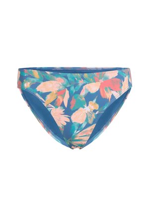 Blomstret bikini-bunn i nyanser av blått med fargerike tropiske mønstre. Har en lav midje og sømløse kanter for komfort.