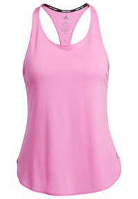 Débardeur de sport Adidas rose sans manches avec dos nageur et tissu Aeroready évacuant l'humidité, taille petit.