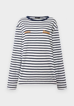 STRIPED BREEZY FIT - Pitkähihainen paita - white/blue navy