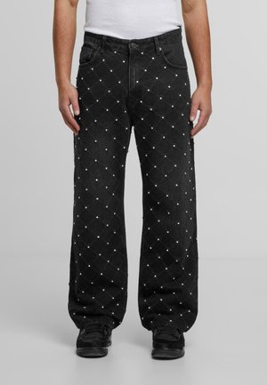 Džínsy voľného strihu - washed black