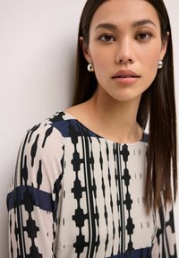 Next LONG SLEEVE COLUMN-REGULAR FIT - Maxikjoler - navy and white geo print