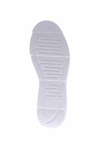 Witte rubberen zool met een gestructureerd grippatroon, ronde neus en reliëf merknaam. Vlakke, flexibele ontwerp geschikt voor verschillende toepassingen.