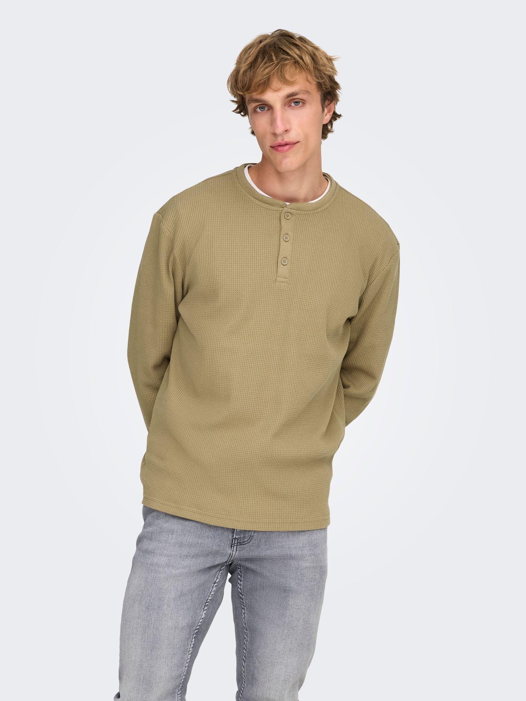 Only & Sons ONSTOBIE REG LS HENLEY TEE - Long sleeved top
