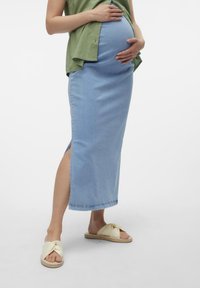 MAMALICIOUS MLOSAKA SKIRT - Teksaseelik - light blue denim