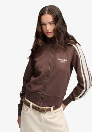 Superdry & Co, SUPERDRY SIDE STRIPE TRACK TOP.. - Sweater met rits - bracken brown