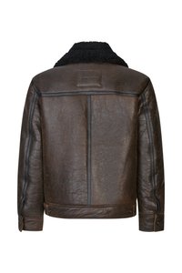 Samsøe Samsøe Δερμάτινο μπουφάν - dark brown crackled