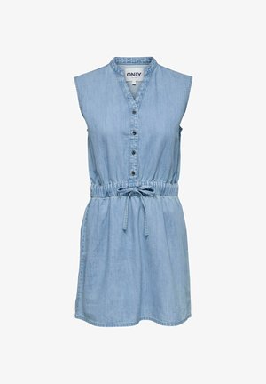 ONLY NORMAL GESCHNITTEN V-AUSSCHNITT MIDI - Rochie din denim - light blue denim