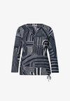 3/4-SLEEVE SHIRT WITH SPLIT NECK AND PRINT - T-shirt à manches longues - darkest blue