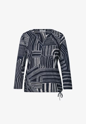 Street One, 3/4-SLEEVE SHIRT WITH SPLIT NECK AND PRINT - Langarmshirt - darkest blue