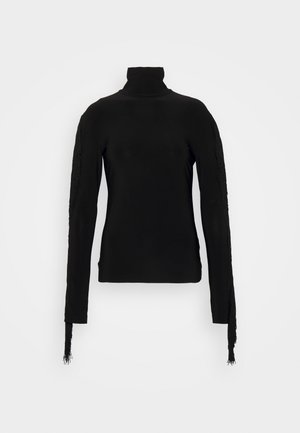 Norma Kamali LONG SLEEVE TURTLE FRINGE - Top s dlouhým rukávem - black
