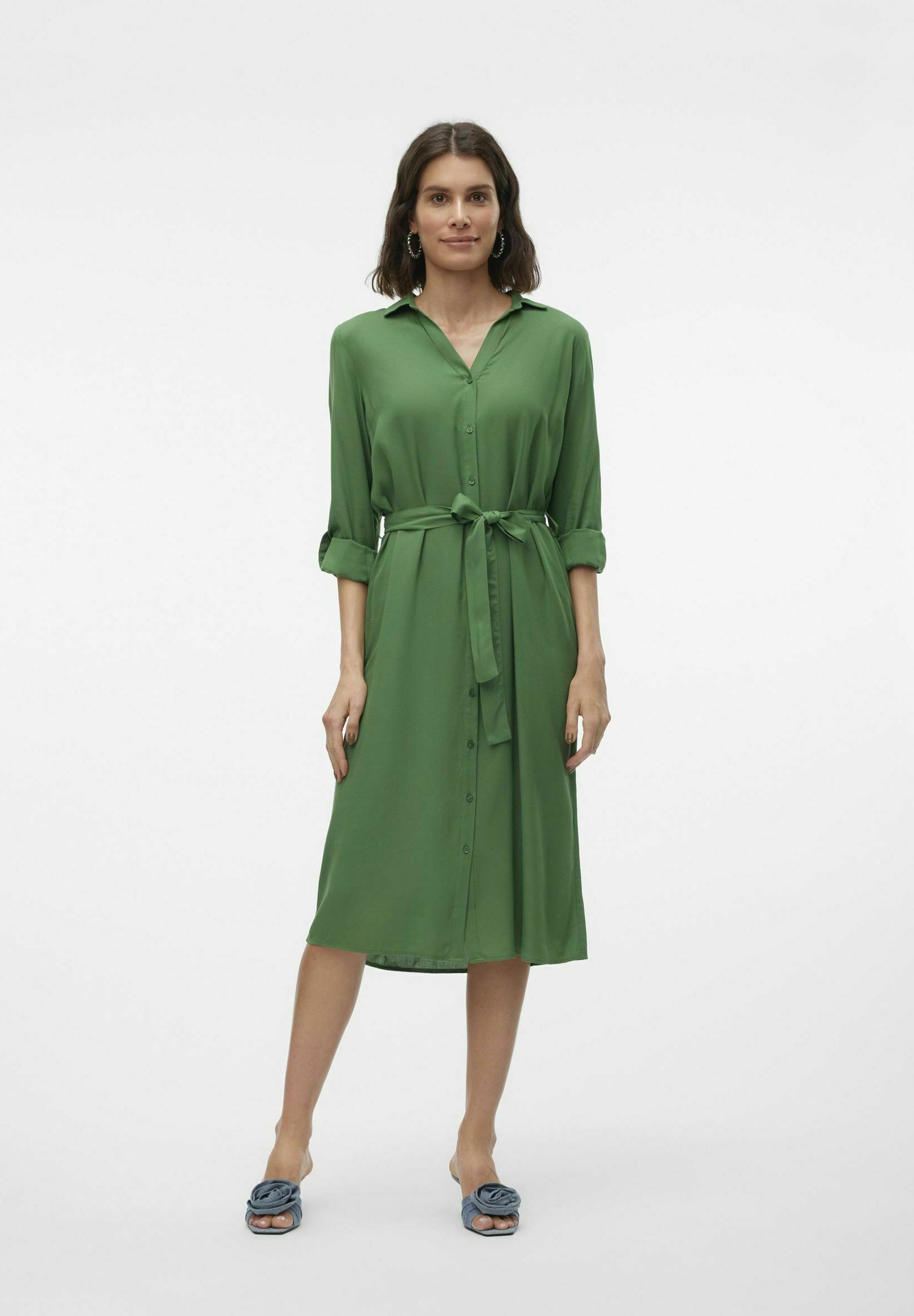 zara shirt dress green Zara Shirt Midi Dress