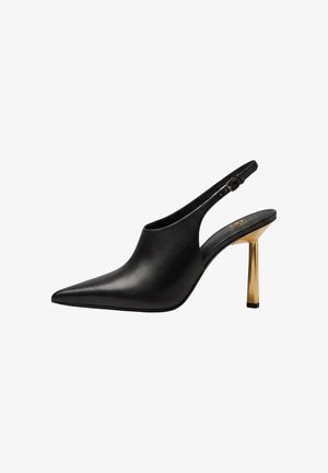 Cesare Gaspari, CESARE GASPARI SLINGBACK PUMPS POINTED TOE STILETTO HEEL SLINGBACK POINTED TOE PUMPS - Magas sarkú cipők - black