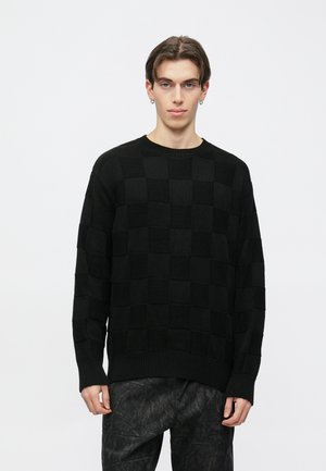 CHECK CREW NECK - Neule - black