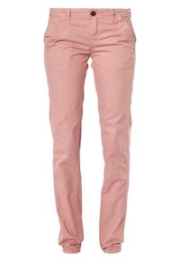 Rosa bomullsshorts med rak bendesign, som har framfickor och en enkel knäppning i midjan. Slät, något strukturerad tyg.