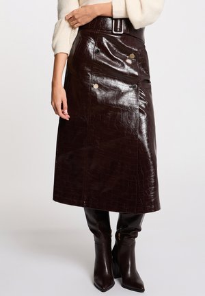 WITH BELT - A-lijn rok - prune