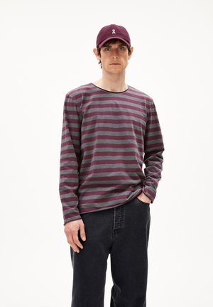 MAARKOS STRIPES - Langarmshirt - steel melange-dark cranberry