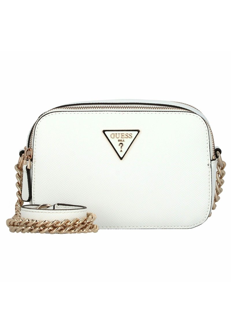 Borsa A Tracolla GUESS Noelle Crossbody – In Poliuretano Bianco, Catena Gold, Formato Mini, Perfetta Per Serate E Uscite