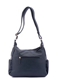 Borsa a spalla in pelle verde scuro con superficie texturizzata, tracolla singola regolabile e tasca frontale con zip per una maggiore comodità di stoccaggio.