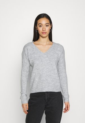 PCPERLA - Strikkegenser - light grey melange