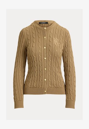 Lauren Ralph Lauren Petite, CABLE-KNIT COTTON-BLEND CARDIGAN - Жилетка - lauren camel