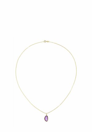 CUT TEARDROP WITH AMETHYST GEMSTONE - Necklace - yellow gold-coloured
