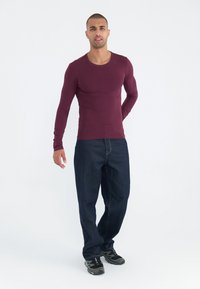 Pier One 2 PACK - Hosszú ujjú felső - dark grey/bordeaux