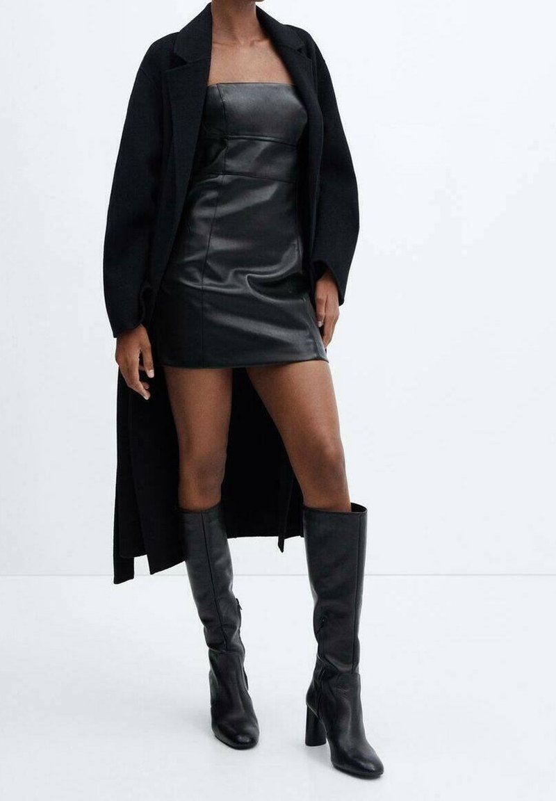 mango black leather dress Leather dress with straps - Women