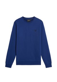 Blauwe sweatshirt van zachte stof met lange mouwen, ronde hals en ribgebreide manchetten. Bevat een klein geborduurd logo op de borst.