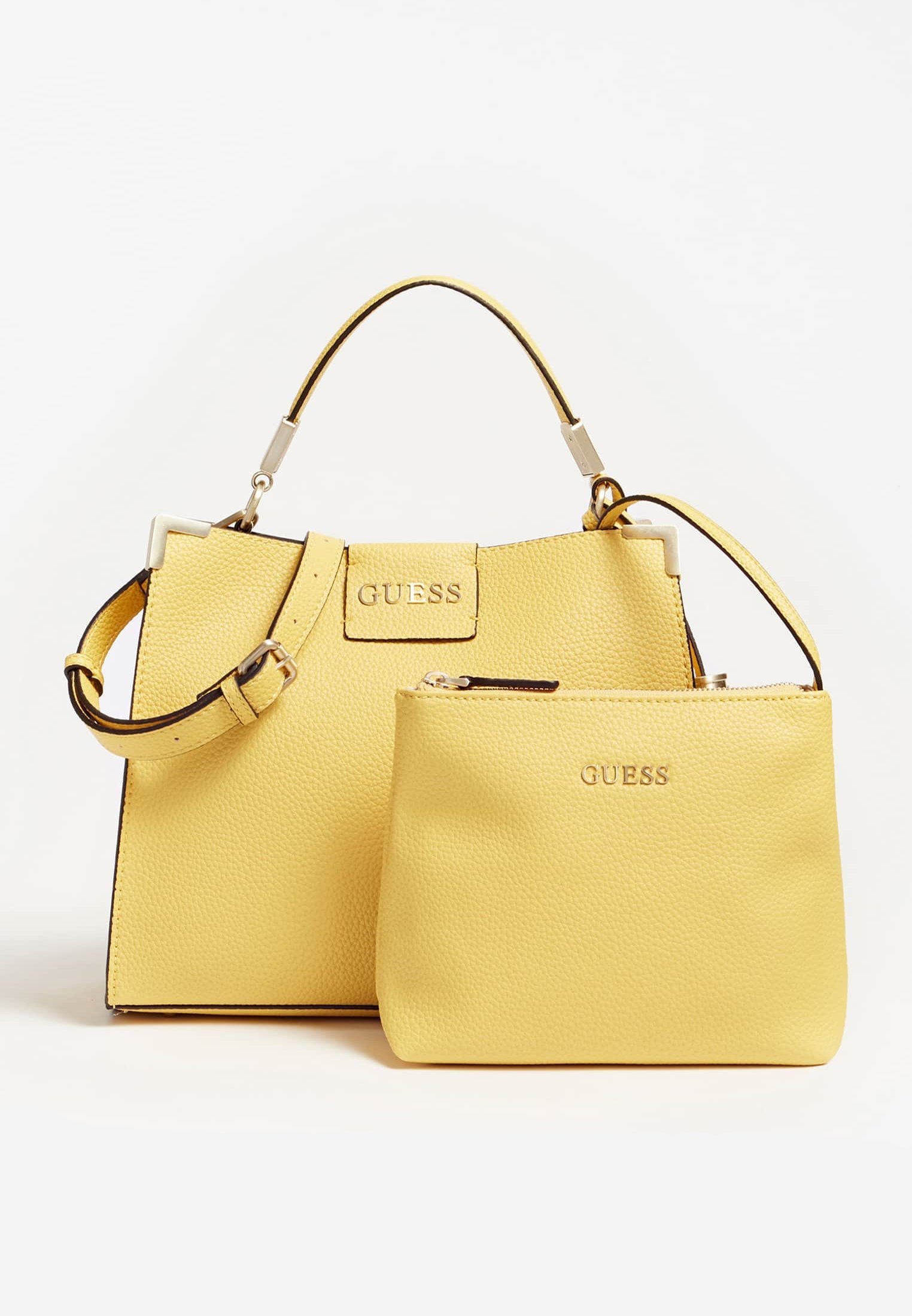 yellow guess purse