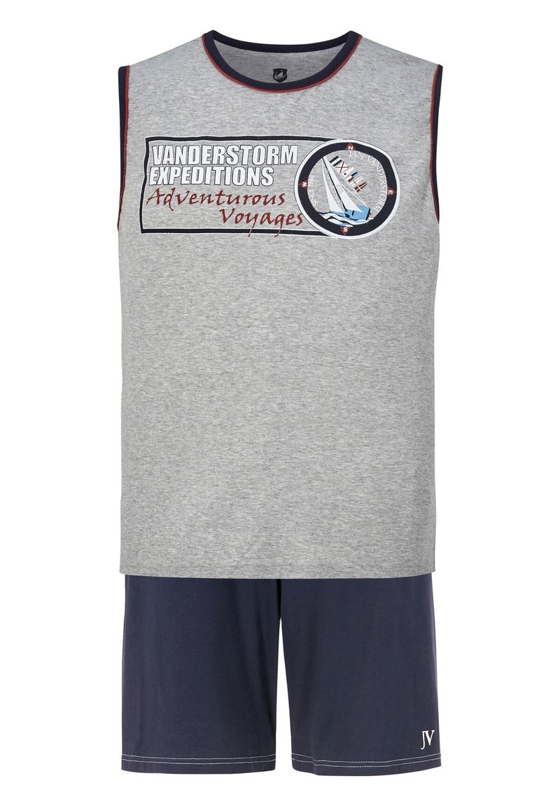 Herren Pyjamas | Jan Vanderstorm TJAREK Nachtwäsche Set grau blau/grau - PC69630 Herren Pyjamas | Jan Vanderstorm TJAREK Nachtwäsche Set grau blau/grau - PC69630