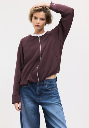 REGULAR FIT - SLINKY SOFT TOUCH BUBBLE HEM HARRINGTON
 - Cardigan - plum purple